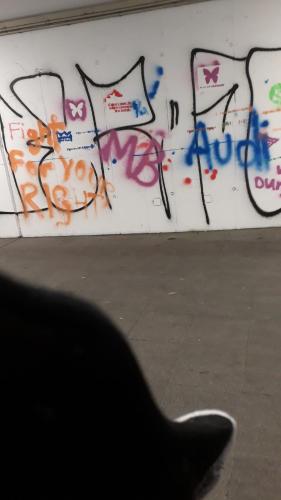 eine Wand mit vielen Graffiti drauf in der Unterkunft Mostly Muse in Eidenberg