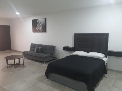 佩納斯科港的住宿－Life，一间卧室配有一张床和一张沙发