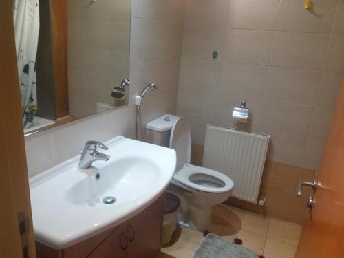 y baño con lavabo y aseo. en Klimentos Flat 64, en Nicosia