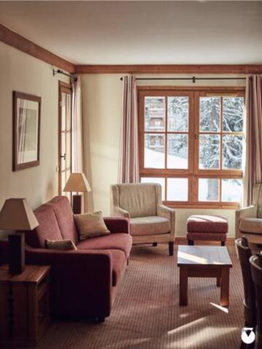 Ruang duduk di Tartiflat, Arc1950, 2 bed, Ski in Ski out, Arc 1950