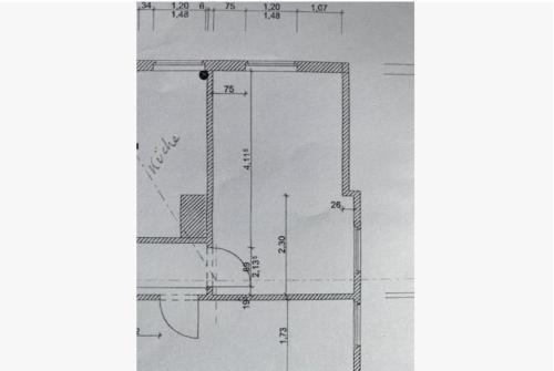 Dibujo funcional de un baño con ducha en Altbauwohnung Stuttgart Ost, en Stuttgart