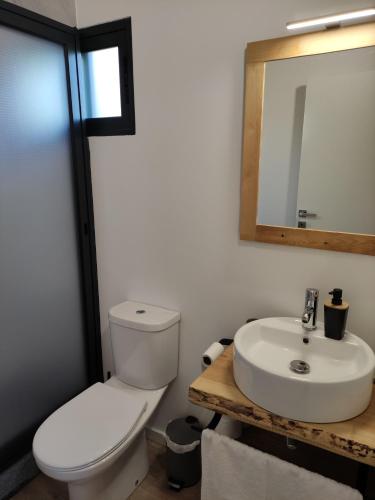 a bathroom with a toilet and a sink at Ponta do Sol Private Apartment Sea View in Ponta do Sol
