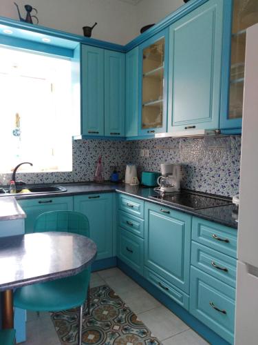 Η κουζίνα ή μικρή κουζίνα στο Epavli Sofia' s two Apartments in Horto, 30m from the sea
