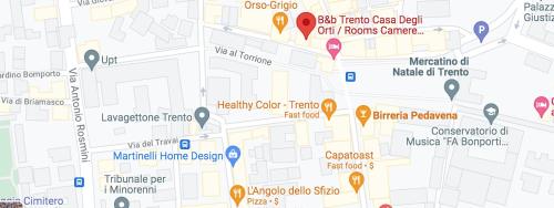 un mapa de nuestras habitaciones en el garaje de nuestras habitaciones en Appartamento accanto ai Mercatini di Natale, en Trento