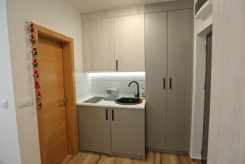 a kitchen with a sink and a counter top at Apartman Ice age Jahorina in Jahorina