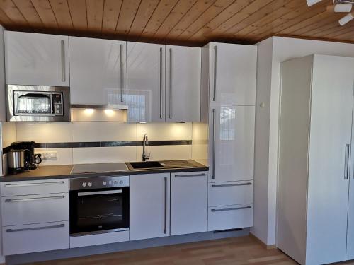 Kuchyň nebo kuchyňský kout v ubytování Apartments Pötscher
