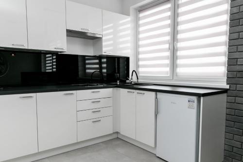 Kuchyňa alebo kuchynka v ubytovaní Apartament z łożem małżeńskim - bezpłatny parking