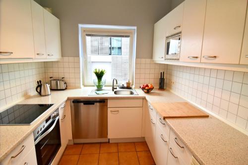 Kuhinja oz. manjša kuhinja v nastanitvi Penthouse Marina - Sauna und Flussblick