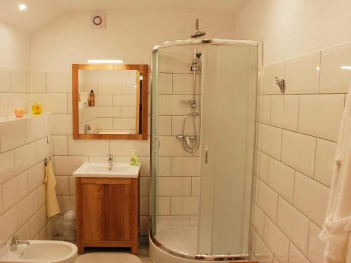 a bathroom with a shower and a sink at Holiday Home Karpacz Kowary by Interhome in Kowary