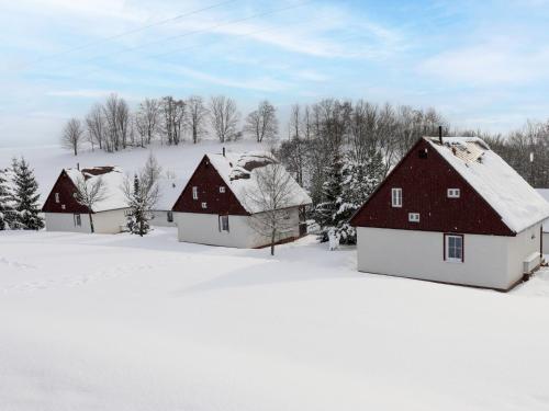 un groupe de maisons couvertes de neige dans l'établissement Holiday Home Holiday Hill 46 by Interhome, à Lauterwasser