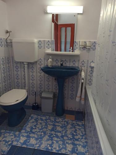 a bathroom with a sink and a toilet at Apartments Kornati in Ždrelac