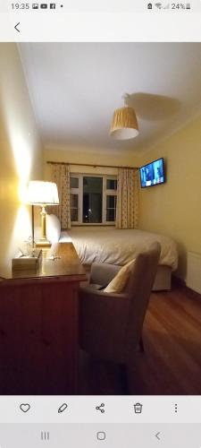 a living room with a bed and a couch at Woodhaven Manor h91rc9d in Galway