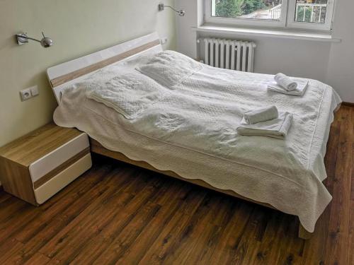 سرير أو أسرّة في غرفة في Apartament Wisła Centrum