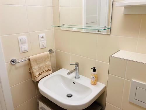 a bathroom with a sink and a mirror at Residence Kotel in Rokytnice nad Jizerou