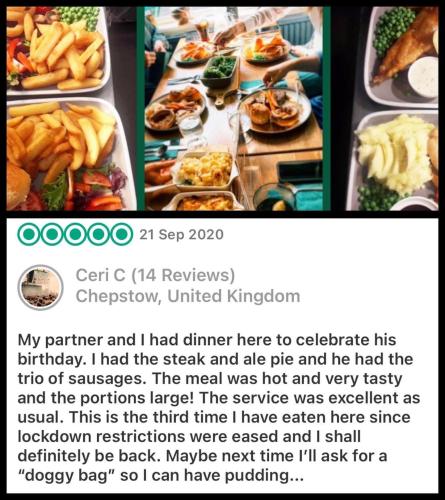 a screenshot of a tweet about a buffet of food at The Coach and Horses Inn in Chepstow