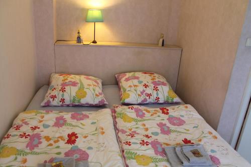 מיטה או מיטות בחדר ב-Ferienwohnung am Sonnenhügel mit Terrasse