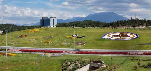 un gran campo con cometas encima en Park Dedeman Denizli, en Denizli