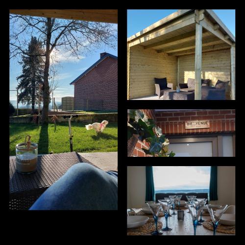 a collage of photos with a table and a house at Agimon'TOIT in Hastière-par-delà