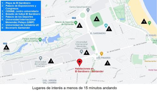 Une carte des jungles géo inditizes a mansitizes a maze dans l'établissement Habitaciones en El Sardinero-Santander, à Santander