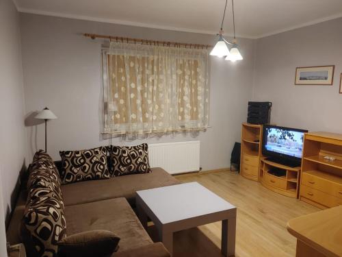 Televízia a/alebo spoločenská miestnosť v ubytovaní Apartament Julia