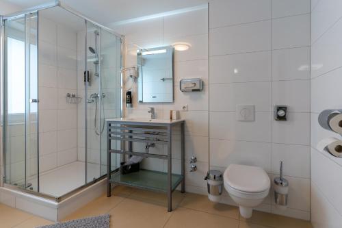 Koupelna v ubytování Hotel Myrsini
