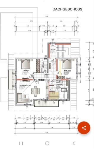a drawing of a house on a plan at Die Gipfelresidenz - Hinterthal in Maria Alm am Steinernen Meer