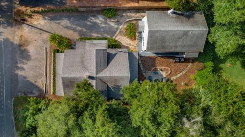 an overhead view of a house with a roof at Historic Tremain Cottages in Mount Dora