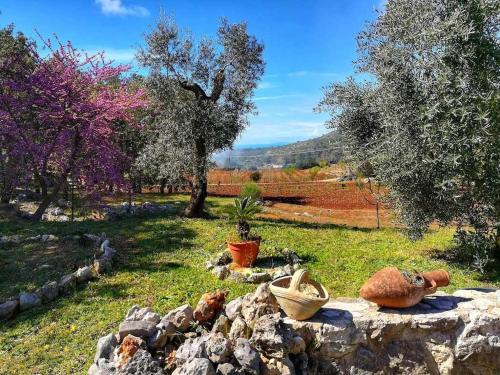 a stone wall with some items on top of it at VILLA CYCAS relax tra mare e natura in Sperlonga