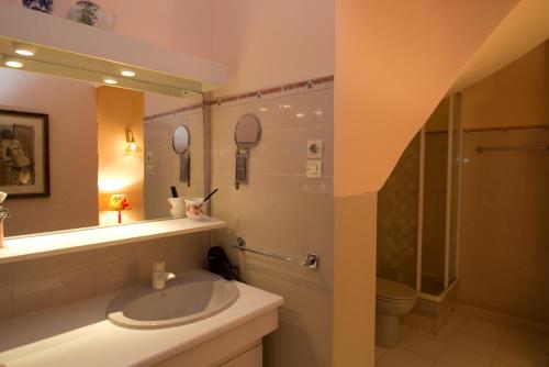 une salle de bain avec un lavabo, une douche et des toilettes dans l'établissement Cosimo, à Cannes