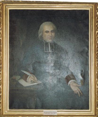 a painting of a man holding a book at MAISON ALETEIA*** DECOUVERTE ET SERENITE in Alet-les-Bains
