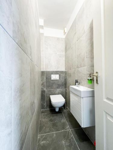 un bagno con un water e un lavandino di Villa Klapka a Zamárdi