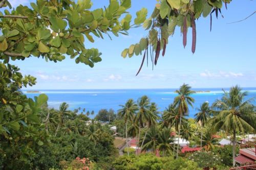 a view of the ocean from the resort at BORA BORA HOLIDAY'S LODGE in Bora Bora