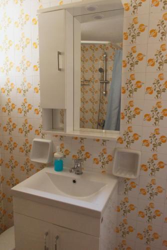 a bathroom with a sink and a mirror at Margaret House in Isterni