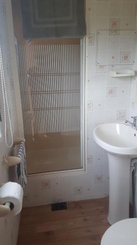 a bathroom with a sink and a toilet and a window at The Chase Ingoldmells in Ingoldmells