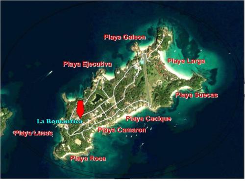 a map of the philippines with a red marker at La Romantica in Contadora