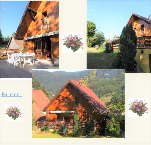 Muhlbach-sur-MunsterにあるChalet La Grange de Madiの丸太小屋図屏風