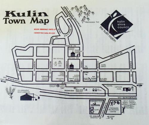 a floor plan of a town map at Kulin Erindale Apartments in Kulin