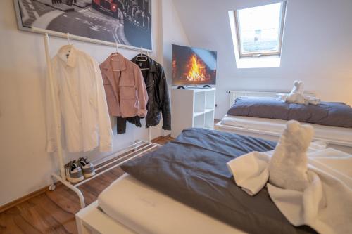 Postel nebo postele na pokoji v ubytování 4-Zimmer Haus, 2-Bäder 140qm bis zu 11 Personen