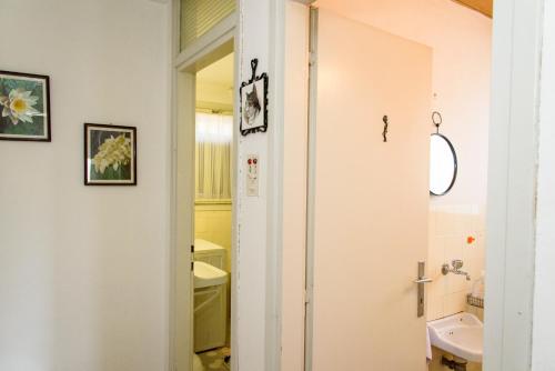 a bathroom with a shower and a sink at Apartment Mia in Donja Pačetina