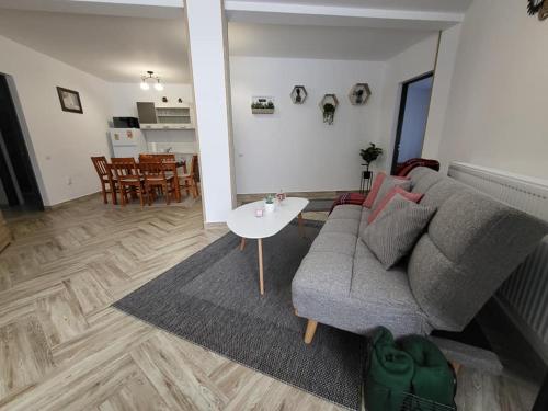 - un salon avec un canapé et une table dans l'établissement Casa 115 Toplița, à Topliţa