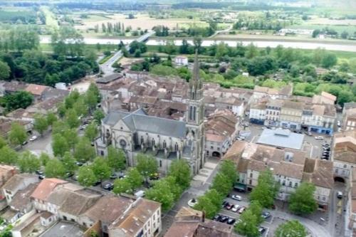 an aerial view of an old town at STUDIO LE NID in Valence-dʼAgen