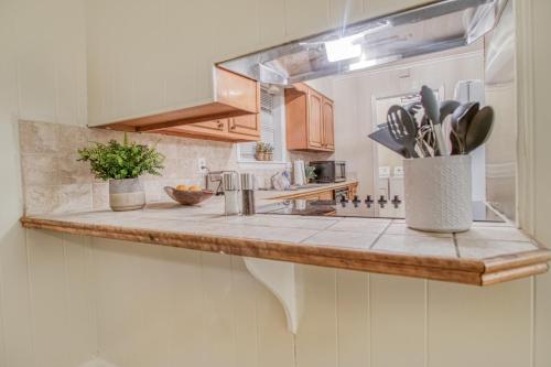 cocina con encimera y utensilios de cocina en The Ellis House. In quiet neighborhood!, en Alexandria