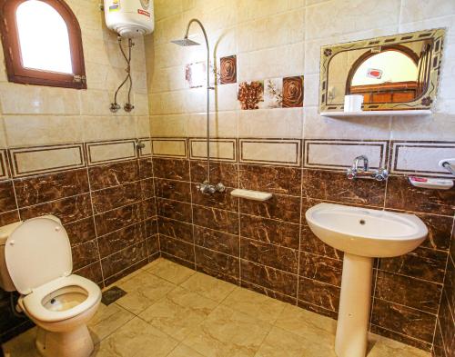 La salle de bains est pourvue de toilettes et d'un lavabo. dans l'établissement Seliyaa Siwa Inn Hotel, à Siwa