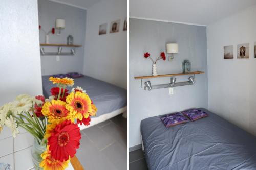 Postel nebo postele na pokoji v ubytování appartement 4 pers vue mer