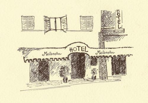 a drawing of a hotel at Hotel Melecchi in Lucca