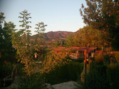 a view of a house with a mountain in the background at Cabañas De Madera Y Bungalows - Gilmañas 3 in La Iruela