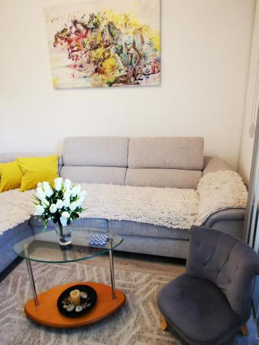 Χώρος καθιστικού στο Apartman ISKRA