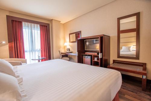 Postel nebo postele na pokoji v ubytování Hotel Badajoz Center