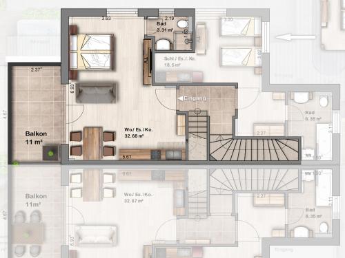 a floor plan of a house at -Neubau- 42 qm Balkon-Apartment in Fulda