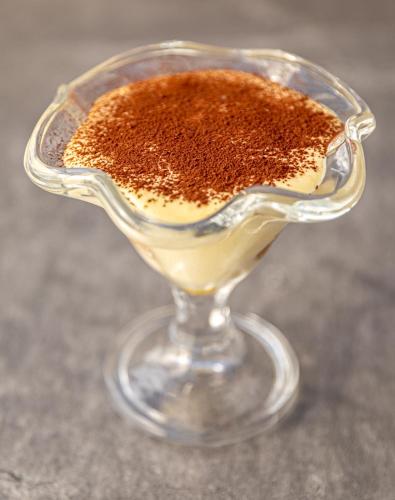 a glass bowl with a dessert in it at La Svolta in Chiuro